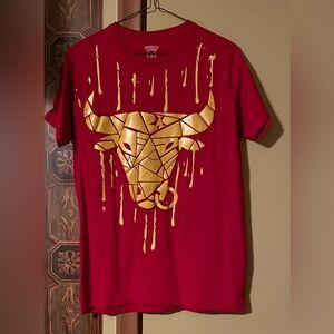 Brooklyn Laundry Men’s Red/Gold Splatter Bull T-Shirt